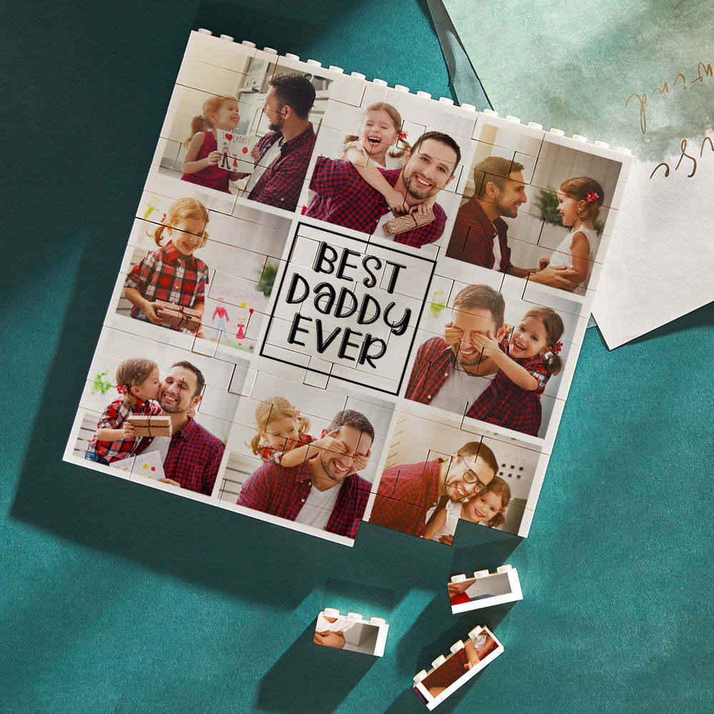 Custom Building Block Puzzle Square Photo Brick Best Daddy Ever Father's Day Gift - MyFaceSocksAU