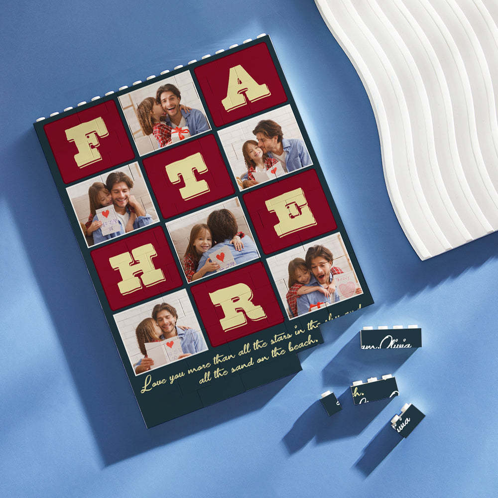 Custom Building Block Puzzle Vertical Building Photo and Text Brick Father's Day Gift - MyFaceSocksAU
