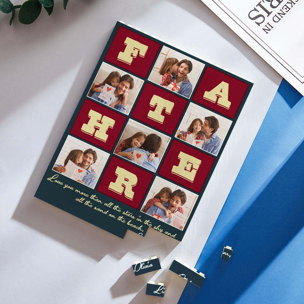 Custom Building Block Puzzle Vertical Building Photo and Text Brick Father's Day Gift - MyFaceSocksAU