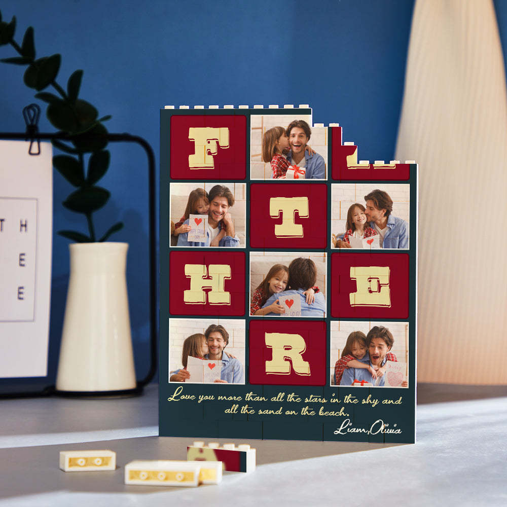 Custom Building Block Puzzle Vertical Building Photo and Text Brick Father's Day Gift - MyFaceSocksAU