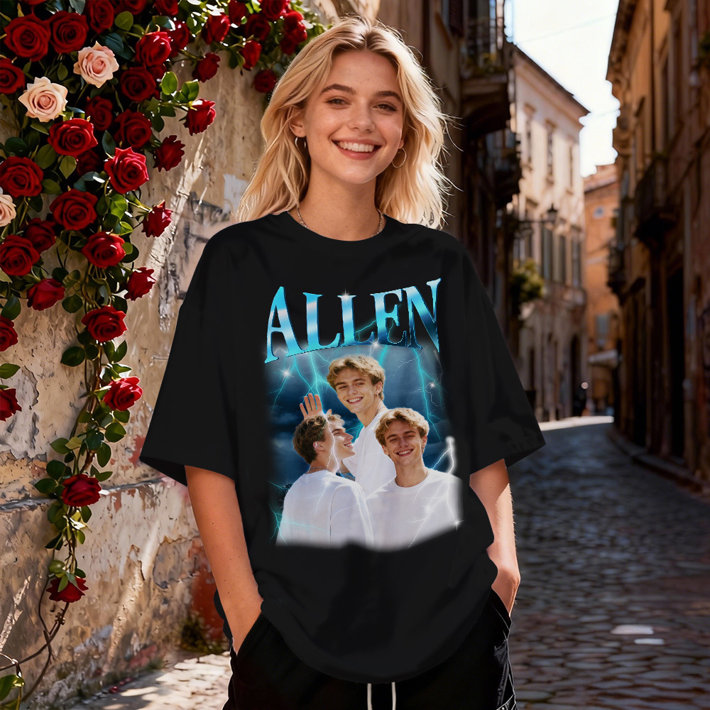 Personalized Photo Vintage Tee Custom Name T-shirt Boyfriend Shirt Valentine's Day Gifts Idea - MyFaceSocksAU