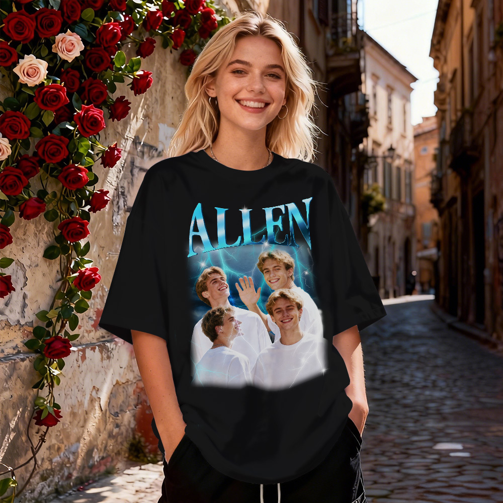 Personalized Photo Vintage Tee Custom Name T-shirt Boyfriend Shirt Valentine's Day Gifts Idea - MyFaceSocksAU