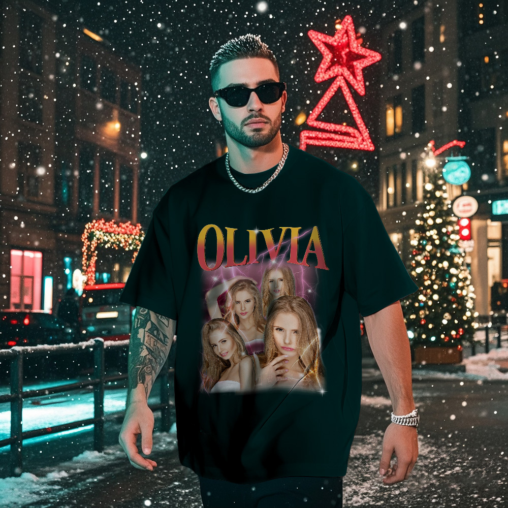 Custom Bootleg Rap T shirt, Personalized Girlfriend Picture Shirt, Rock Style Vintage Custom T-shirt