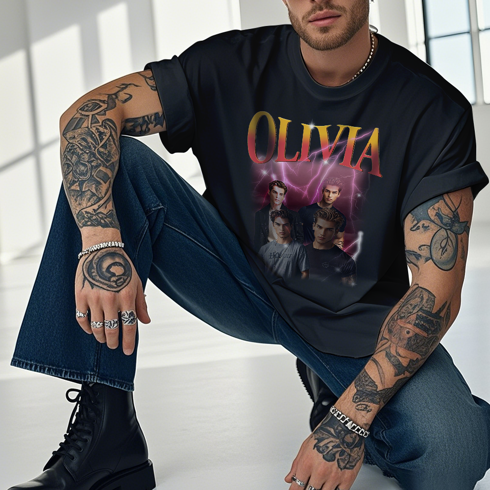 Custom Bootleg Rap T shirt, Personalized Girlfriend Picture Shirt, Rock Style Vintage Custom T-shirt