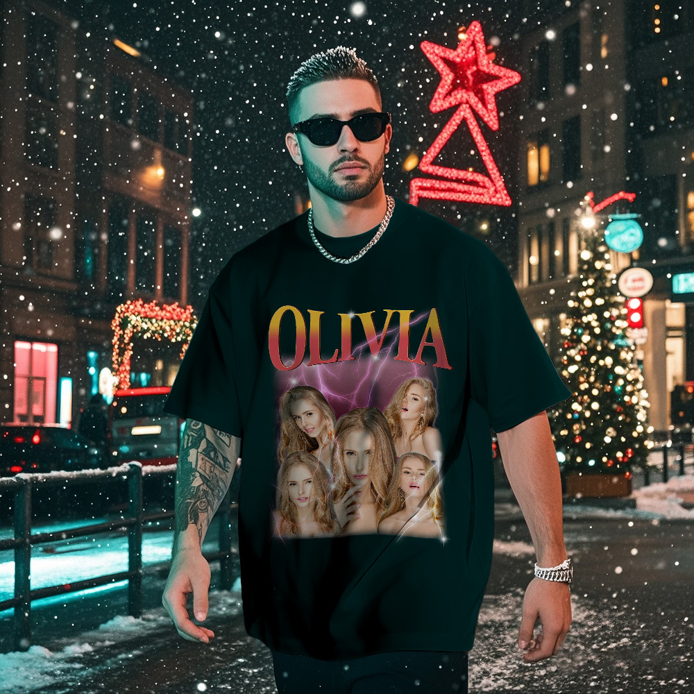 Custom Bootleg Rap T shirt, Personalized Girlfriend Picture Shirt, Rock Style Vintage Custom T-shirt