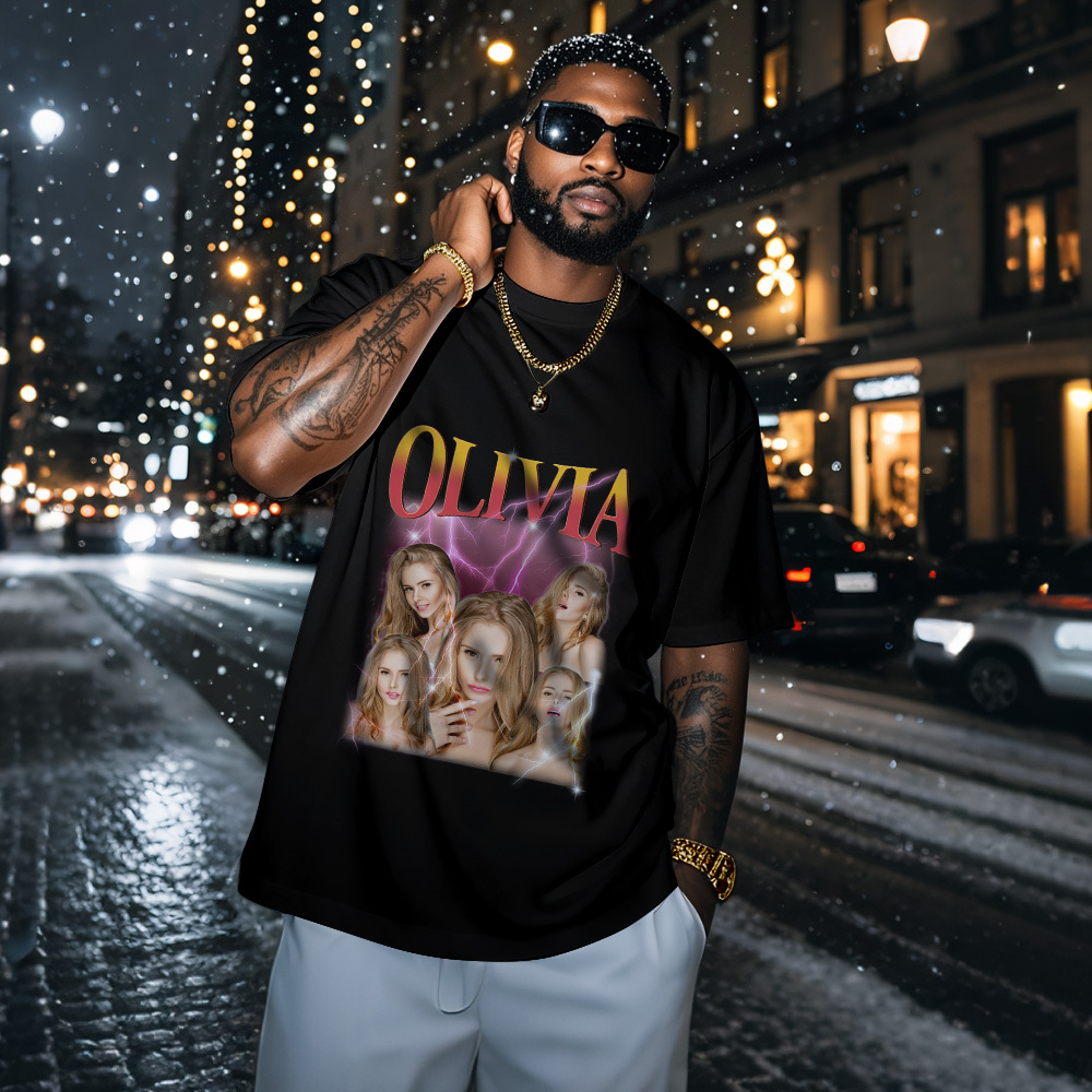 Custom Bootleg Rap T shirt, Personalized Girlfriend Picture Shirt, Rock Style Vintage Custom T-shirt