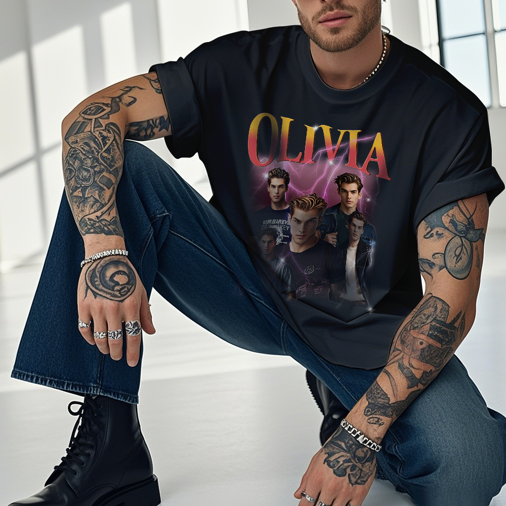 Custom Bootleg Rap T shirt, Personalized Girlfriend Picture Shirt, Rock Style Vintage Custom T-shirt