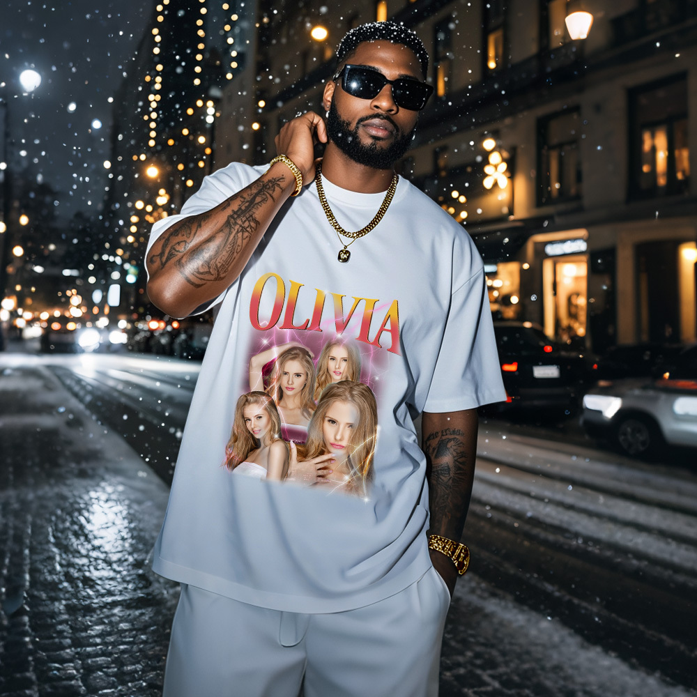 Custom Bootleg Rap T shirt, Personalized Girlfriend Picture Shirt, Rock Style Vintage Custom T-shirt