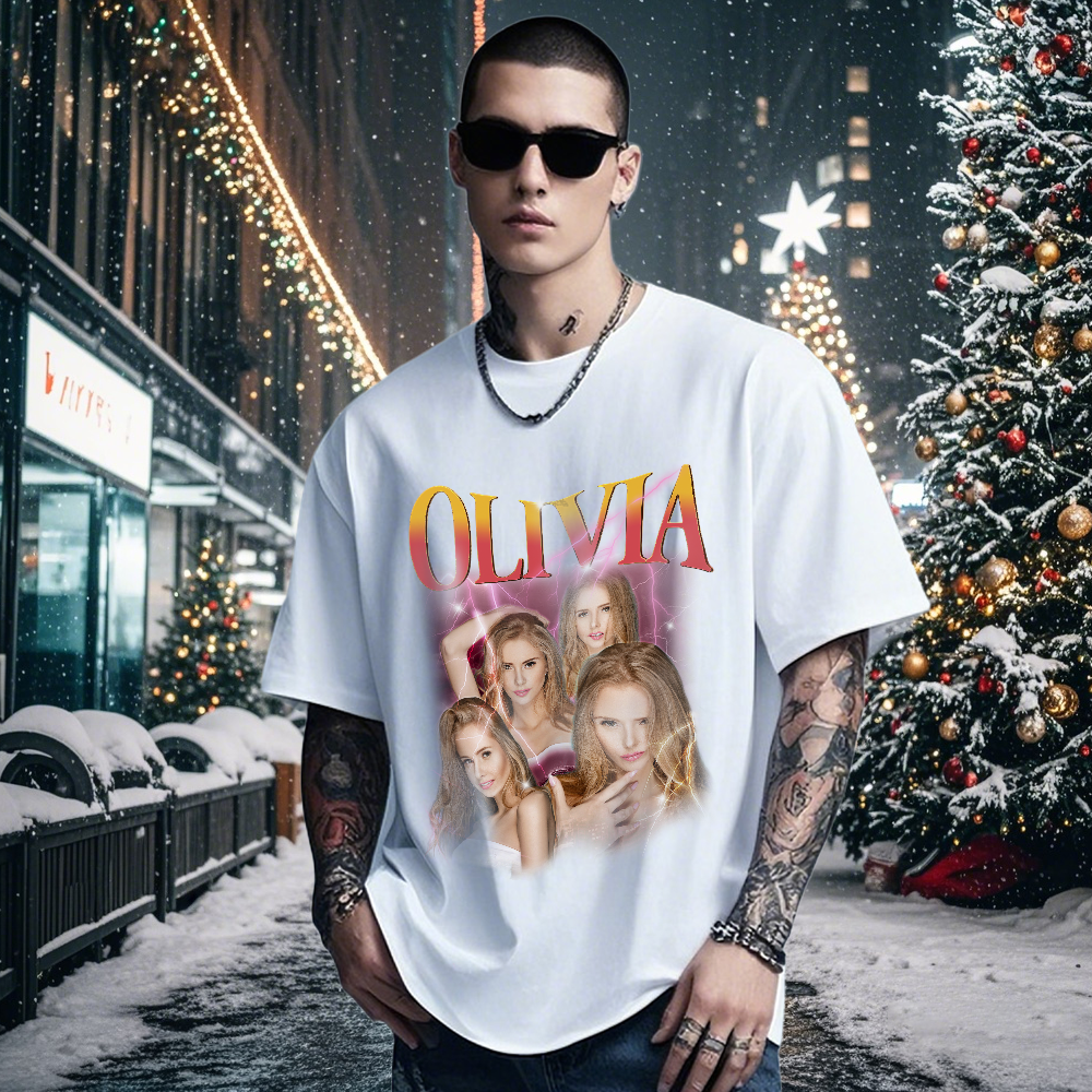 Custom Bootleg Rap T shirt, Personalized Girlfriend Picture Shirt, Rock Style Vintage Custom T-shirt