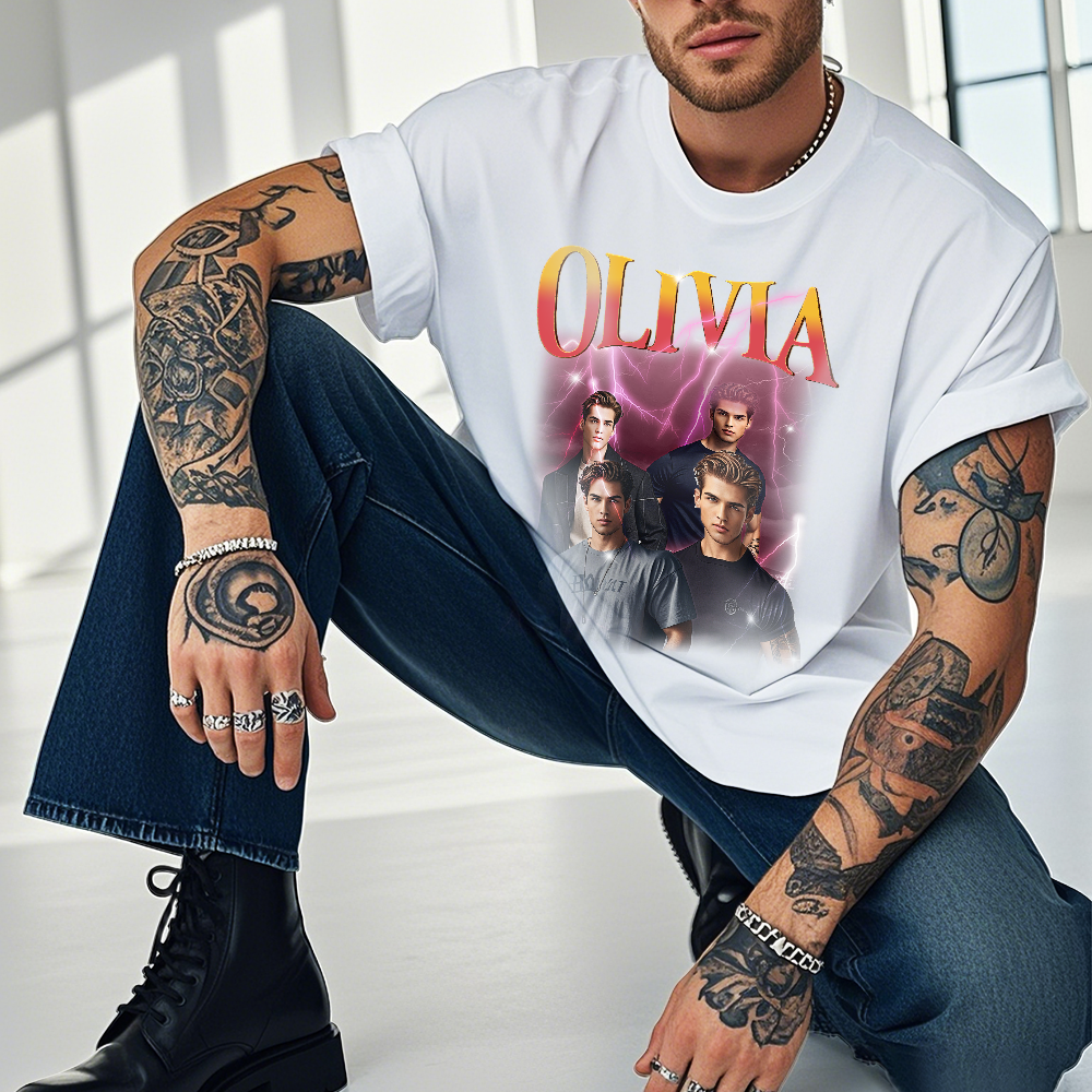 Custom Bootleg Rap T shirt, Personalized Girlfriend Picture Shirt, Rock Style Vintage Custom T-shirt