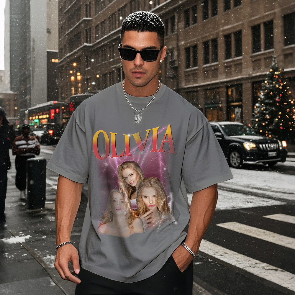 Custom Bootleg Rap T shirt, Personalized Girlfriend Picture Shirt, Rock Style Vintage Custom T-shirt