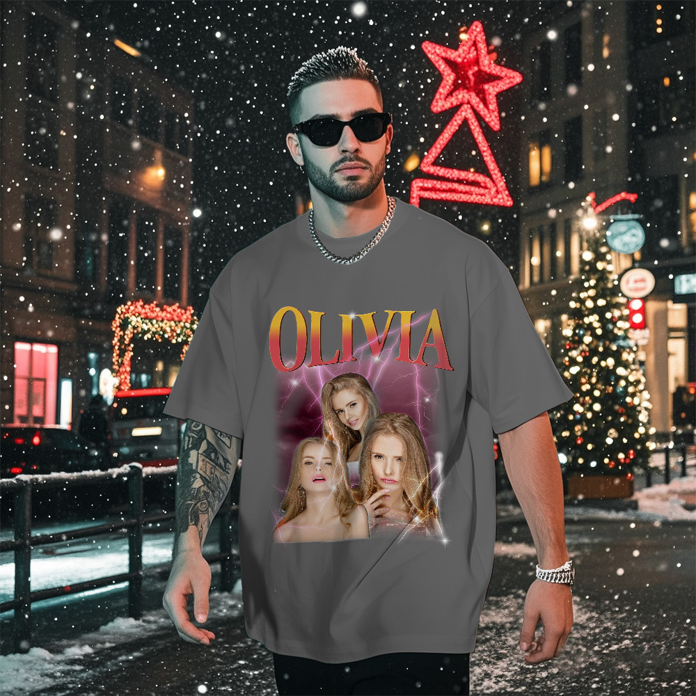 Custom Bootleg Rap T shirt, Personalized Girlfriend Picture Shirt, Rock Style Vintage Custom T-shirt