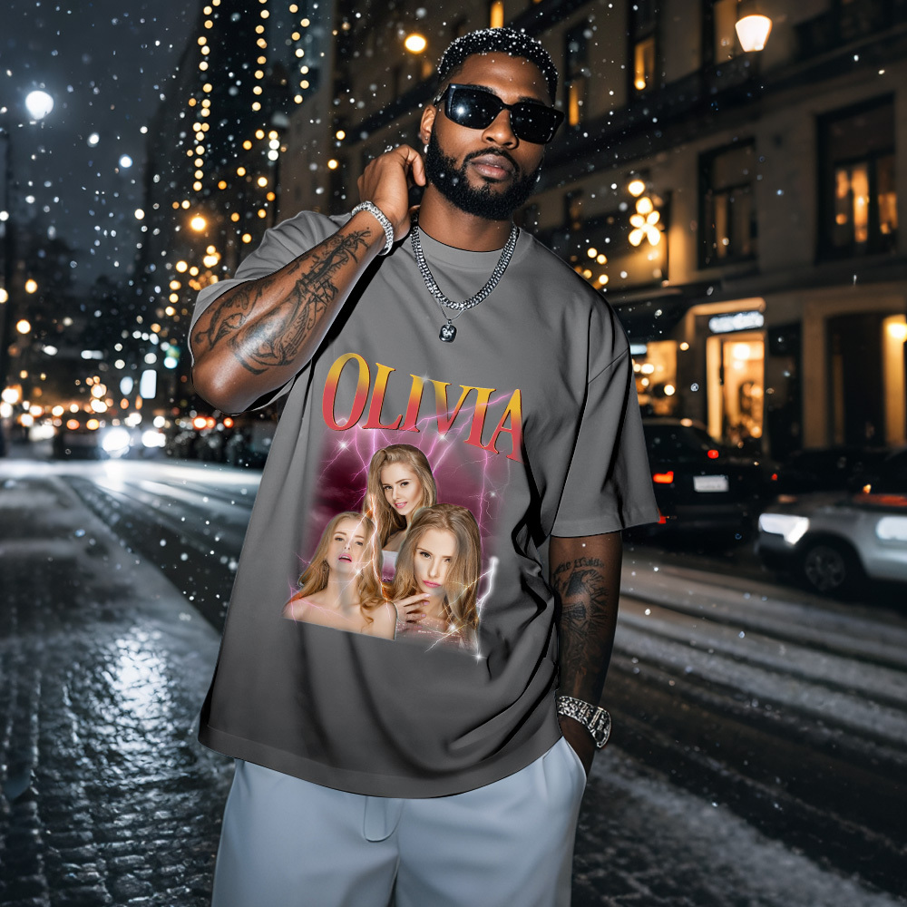 Custom Bootleg Rap T shirt, Personalized Girlfriend Picture Shirt, Rock Style Vintage Custom T-shirt