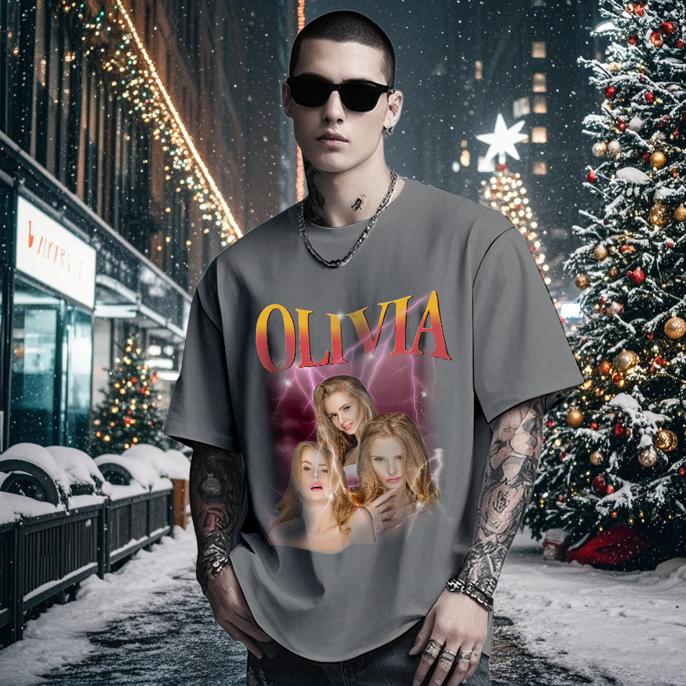 Custom Bootleg Rap T shirt, Personalized Girlfriend Picture Shirt, Rock Style Vintage Custom T-shirt