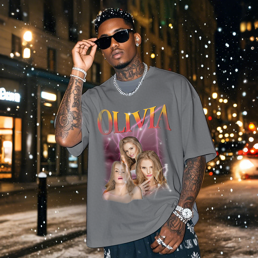 Custom Bootleg Rap T shirt, Personalized Girlfriend Picture Shirt, Rock Style Vintage Custom T-shirt