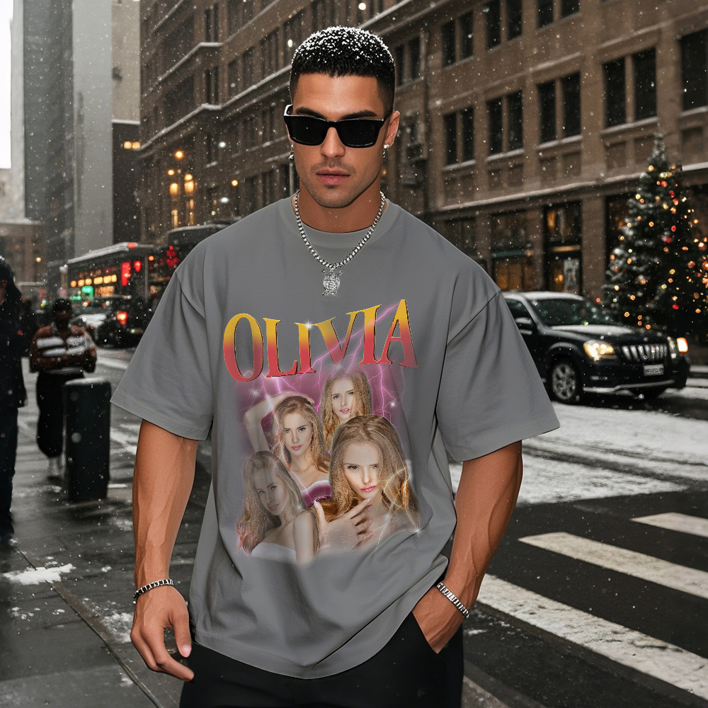 Custom Bootleg Rap T shirt, Personalized Girlfriend Picture Shirt, Rock Style Vintage Custom T-shirt