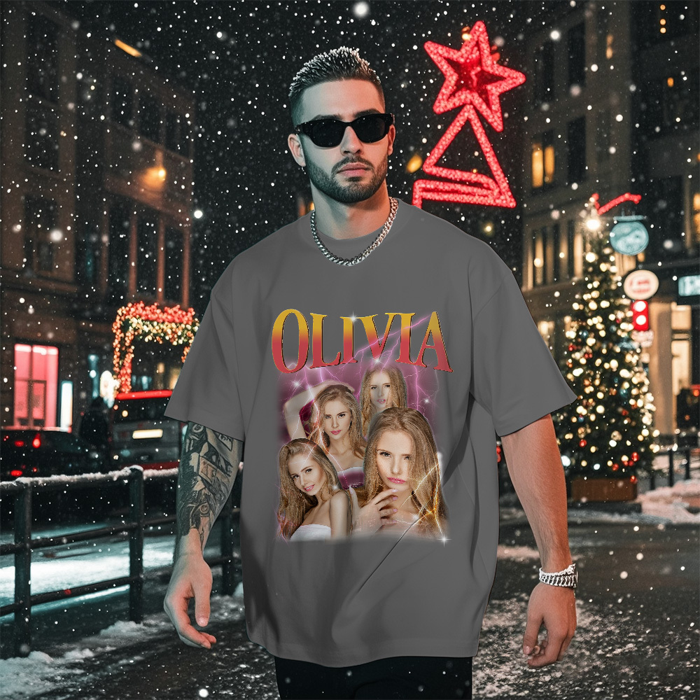 Custom Bootleg Rap T shirt, Personalized Girlfriend Picture Shirt, Rock Style Vintage Custom T-shirt