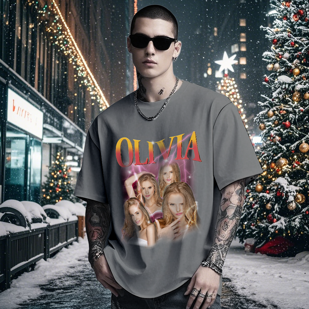 Custom Bootleg Rap T shirt, Personalized Girlfriend Picture Shirt, Rock Style Vintage Custom T-shirt