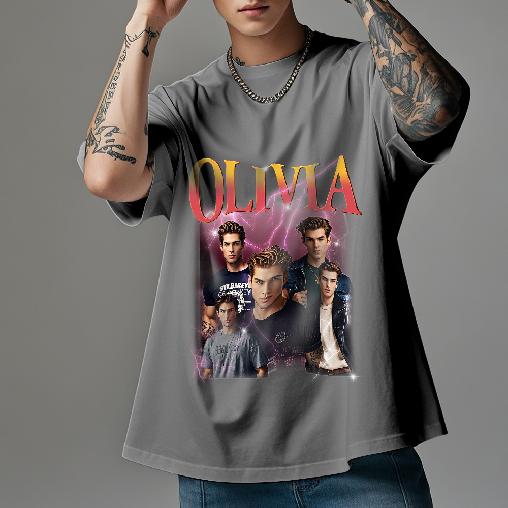 Custom Bootleg Rap T shirt, Personalized Girlfriend Picture Shirt, Rock Style Vintage Custom T-shirt