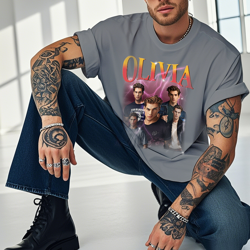 Custom Bootleg Rap T shirt, Personalized Girlfriend Picture Shirt, Rock Style Vintage Custom T-shirt