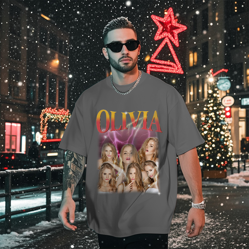 Custom Bootleg Rap T shirt, Personalized Girlfriend Picture Shirt, Rock Style Vintage Custom T-shirt