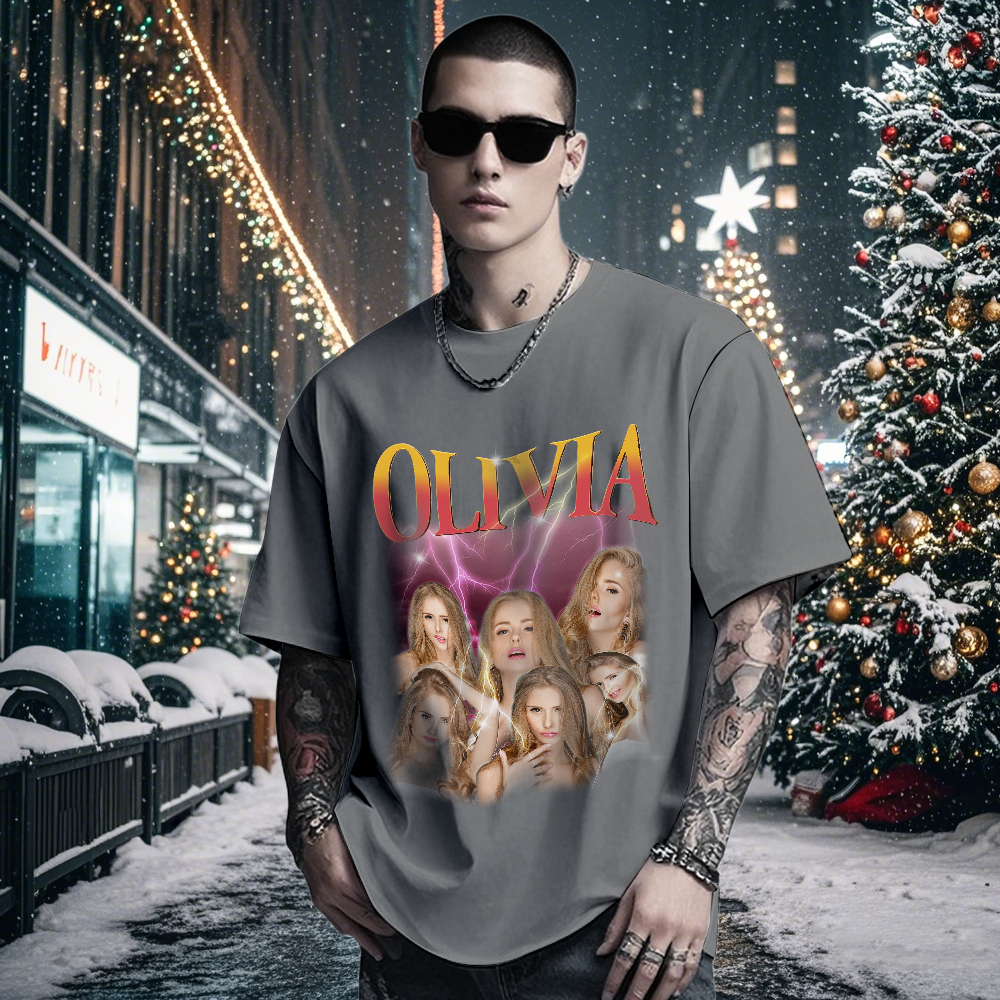 Custom Bootleg Rap T shirt, Personalized Girlfriend Picture Shirt, Rock Style Vintage Custom T-shirt