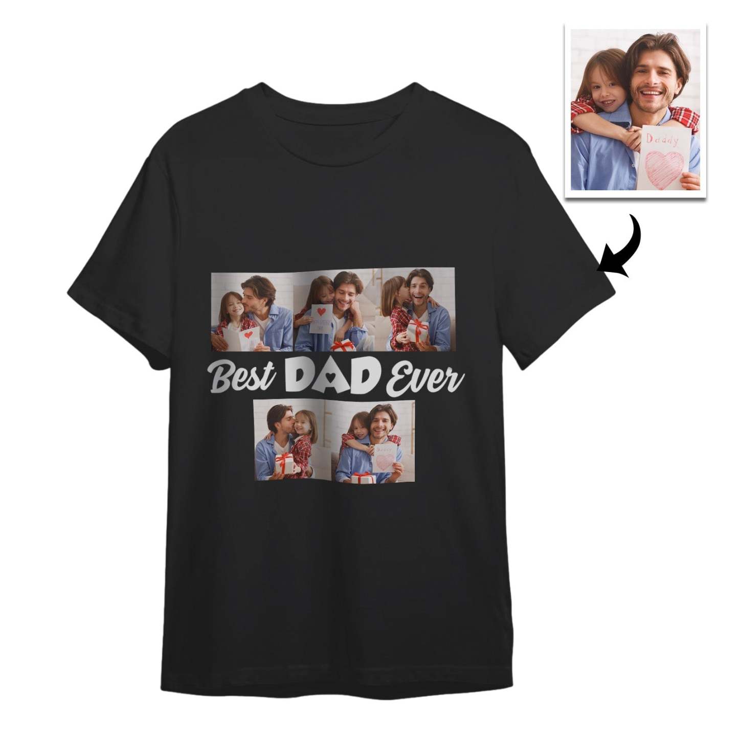 Custom 5 Photos T-Shirt With Best Dad Ever Personalized Photos T-Shirt Father's Day Gift - MyFaceSocksAU