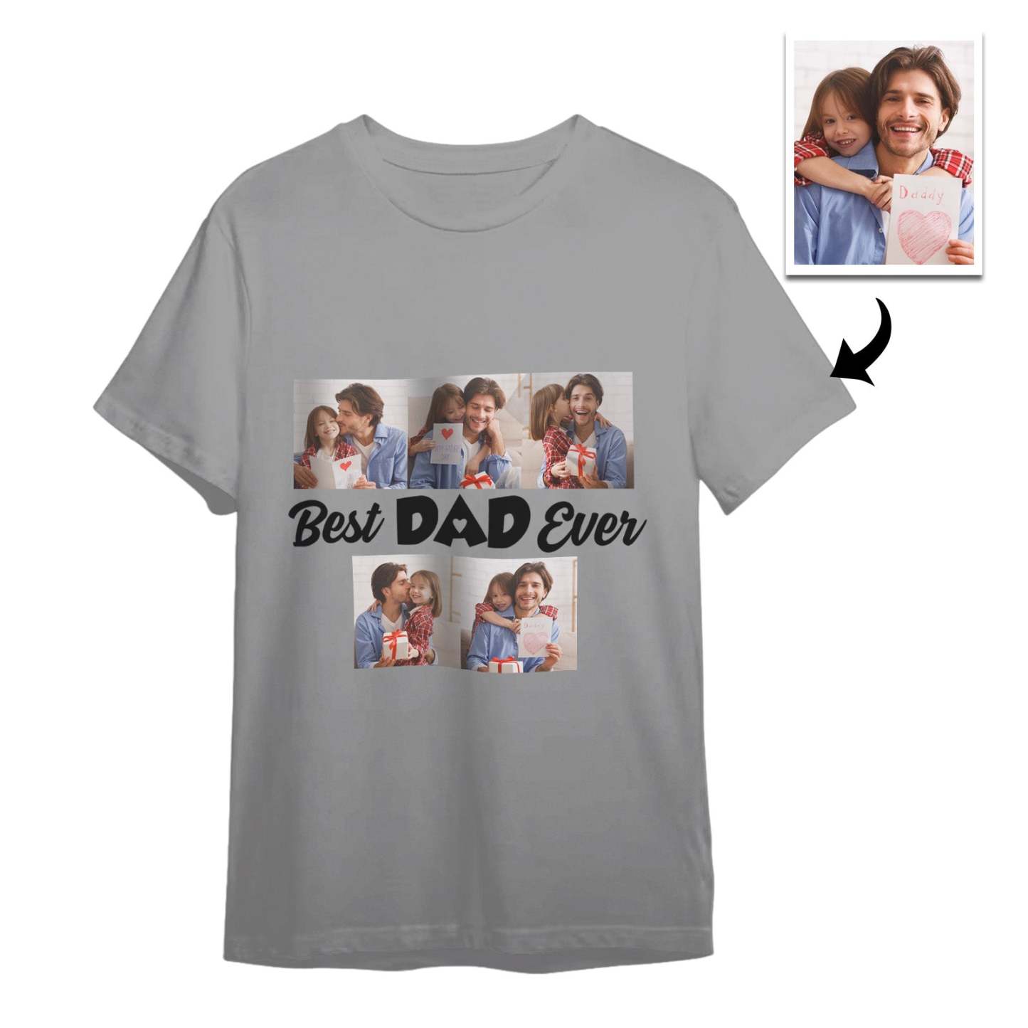 Custom 5 Photos T-Shirt With Best Dad Ever Personalized Photos T-Shirt Father's Day Gift - MyFaceSocksAU