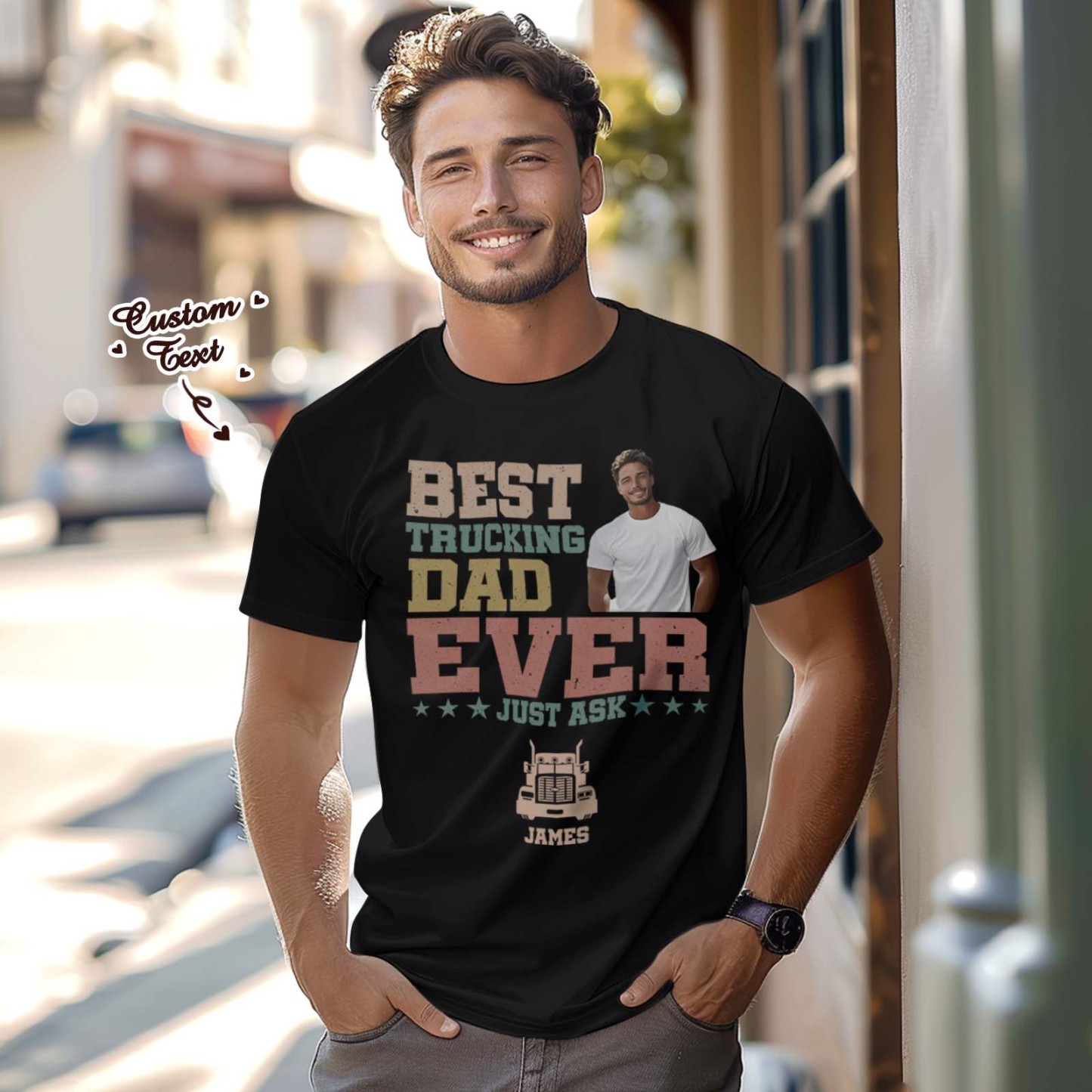 Custom Photo Text T-Shirt Personalized T-Shirt With Best Dad Ever Father's Day Gift - MyFaceSocksAU