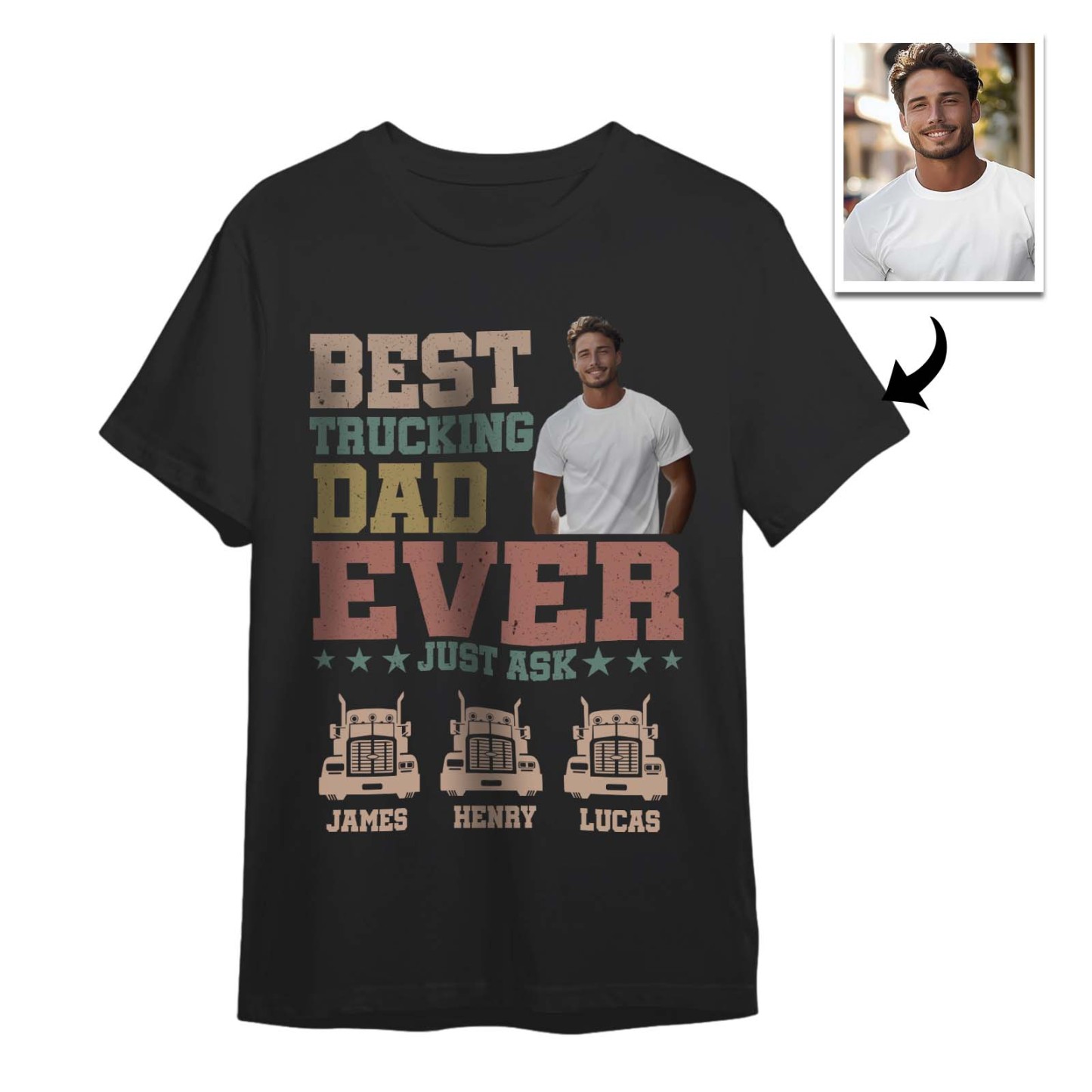 Custom Photo Text T-Shirt Personalized T-Shirt With Best Dad Ever Father's Day Gift - MyFaceSocksAU