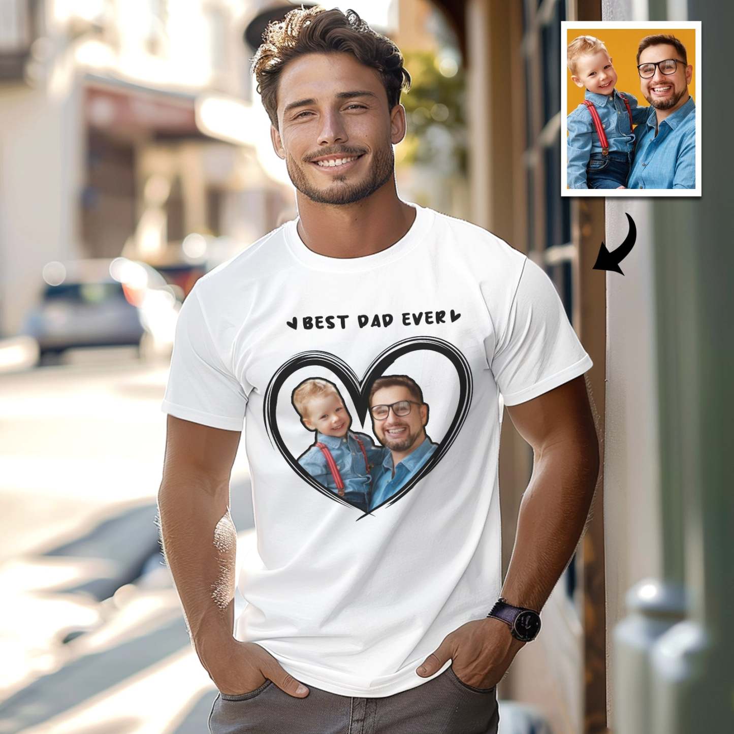 Custom Photo T-Shirt With Best Dad Ever Personalized Photo Men's T-Shirts Father's Day Gifts - MyFaceSocksAU
