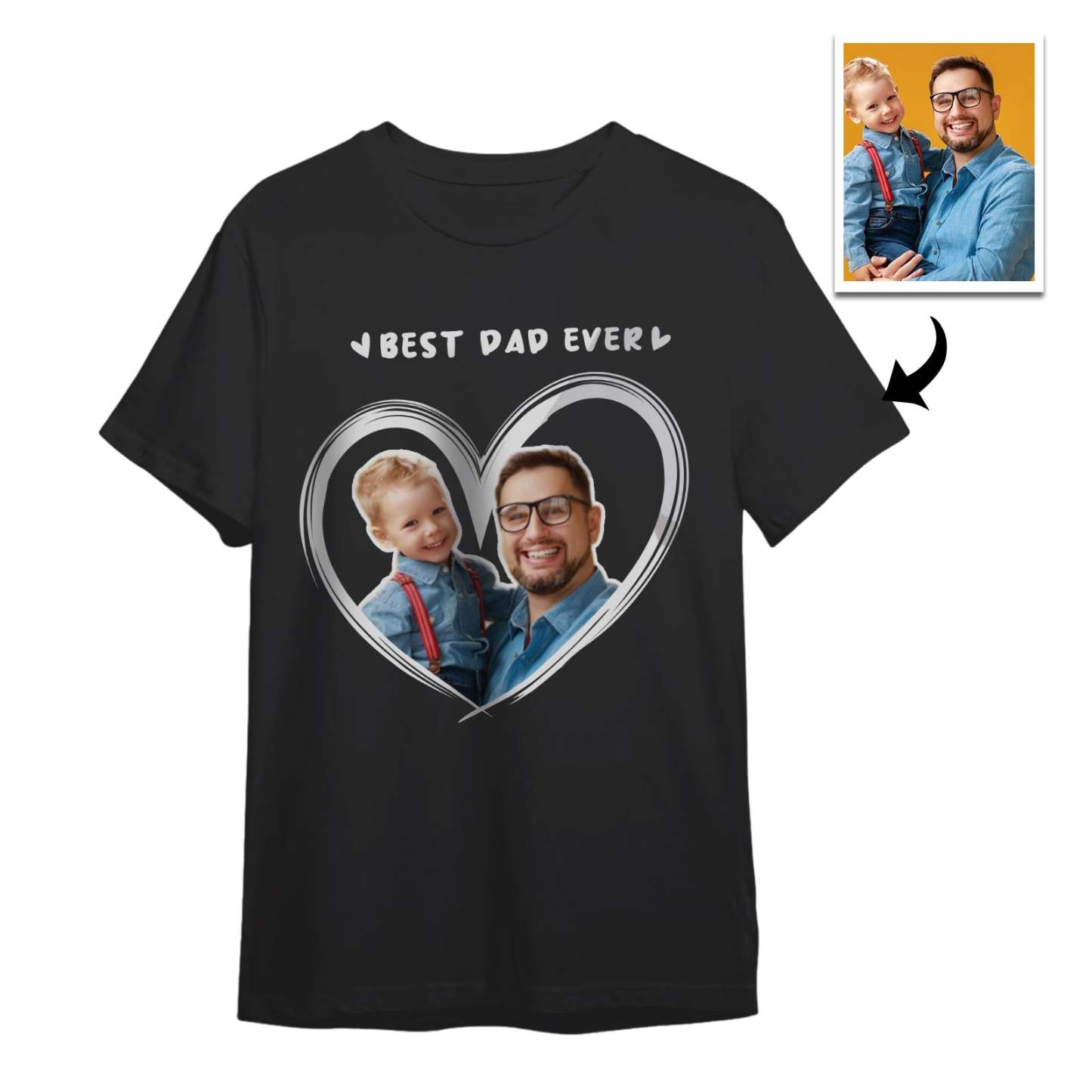 Custom Photo T-Shirt With Best Dad Ever Personalized Photo Men's T-Shirts Father's Day Gifts - MyFaceSocksAU