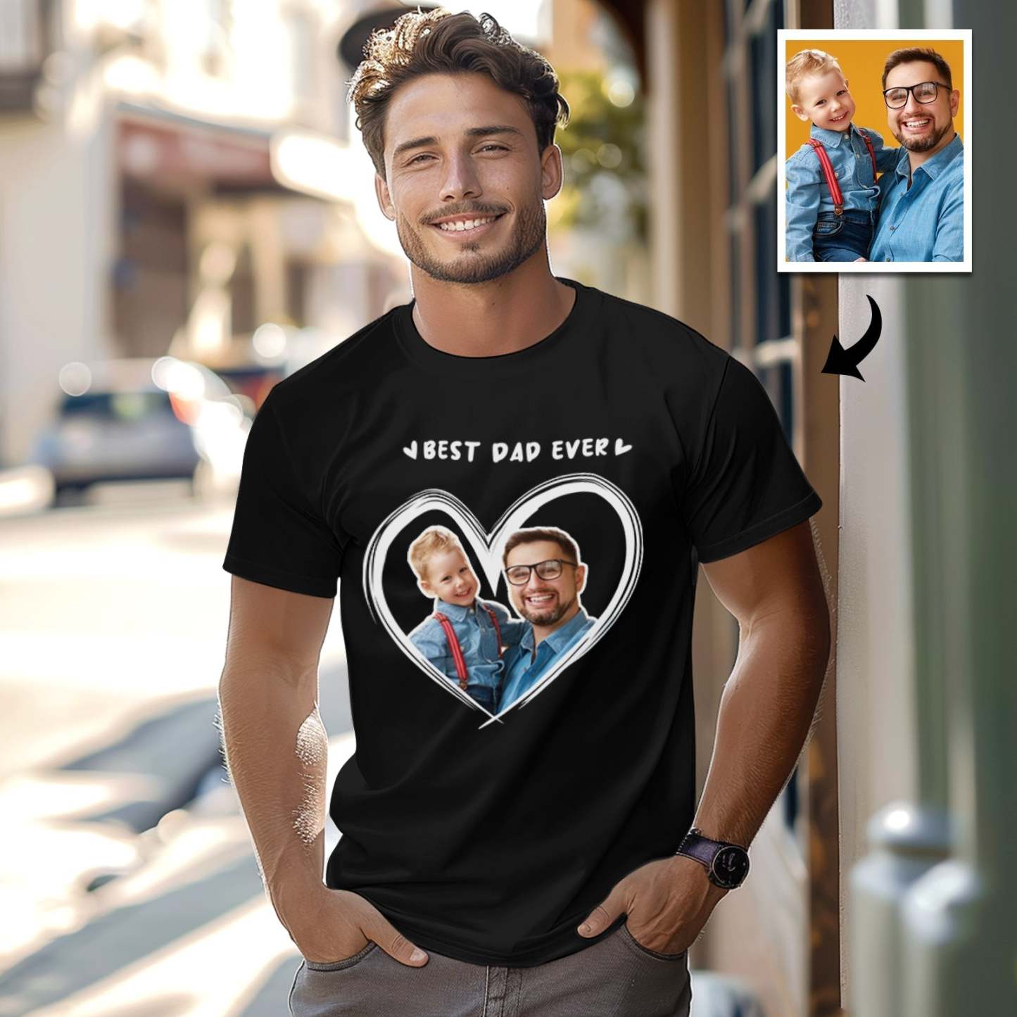 Custom Photo T-Shirt With Best Dad Ever Personalized Photo Men's T-Shirts Father's Day Gifts - MyFaceSocksAU