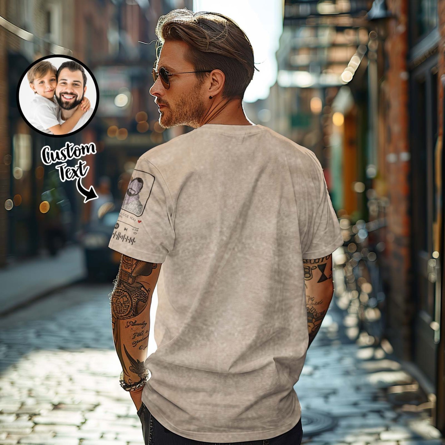Personalized Embroidered Sweatshirt Portrait Music Player Father's Day Gift for Dad - MyFaceSocksAU