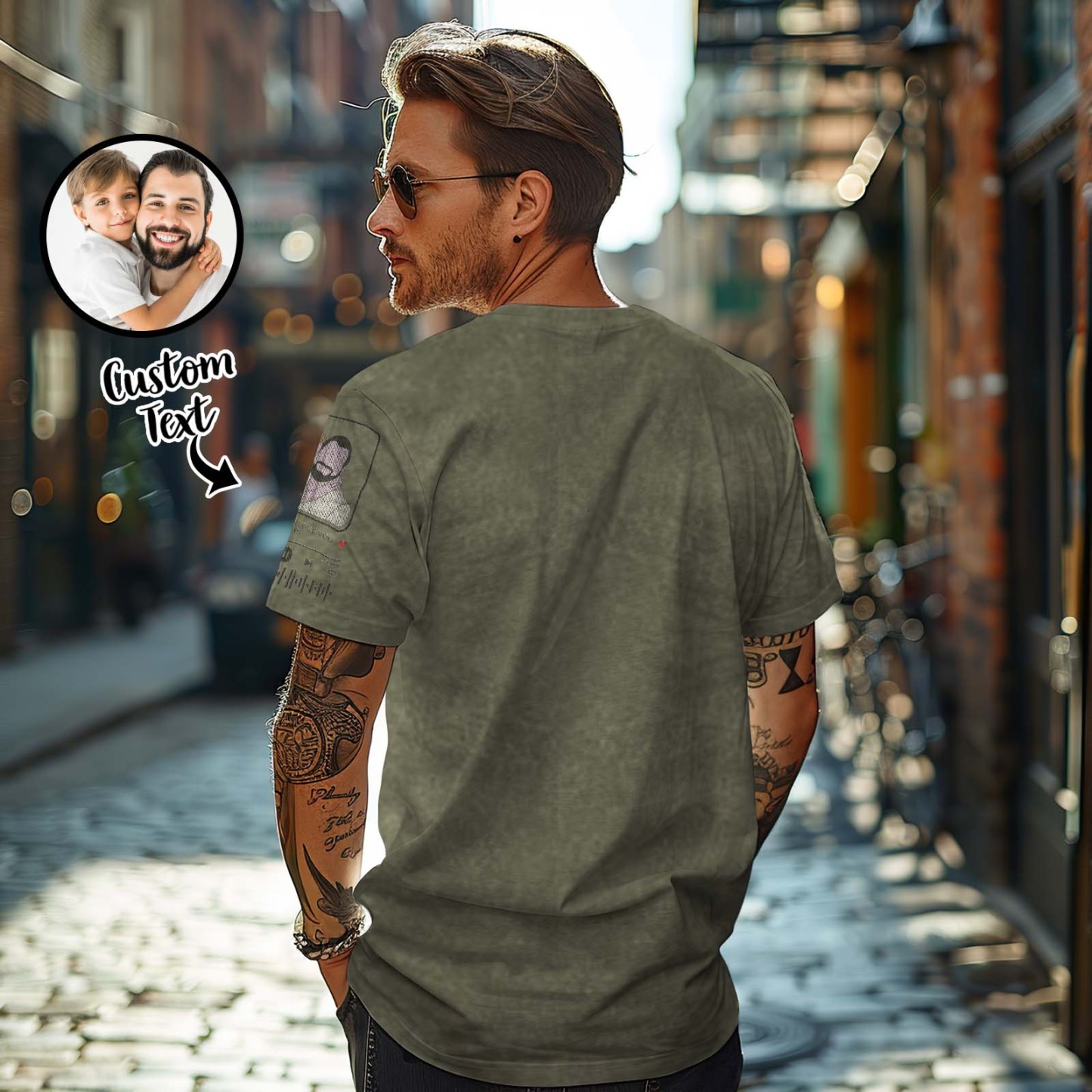 Personalized Embroidered Sweatshirt Portrait Music Player Father's Day Gift for Dad - MyFaceSocksAU