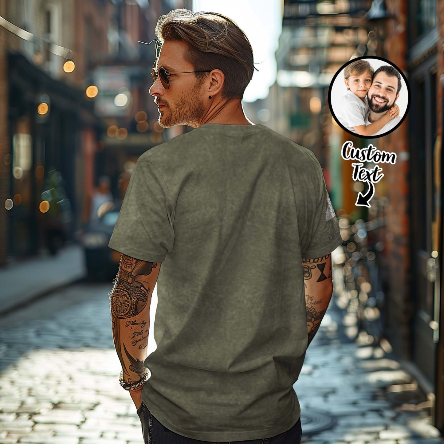 Personalized Embroidered Sweatshirt Portrait Music Player Father's Day Gift for Dad - MyFaceSocksAU