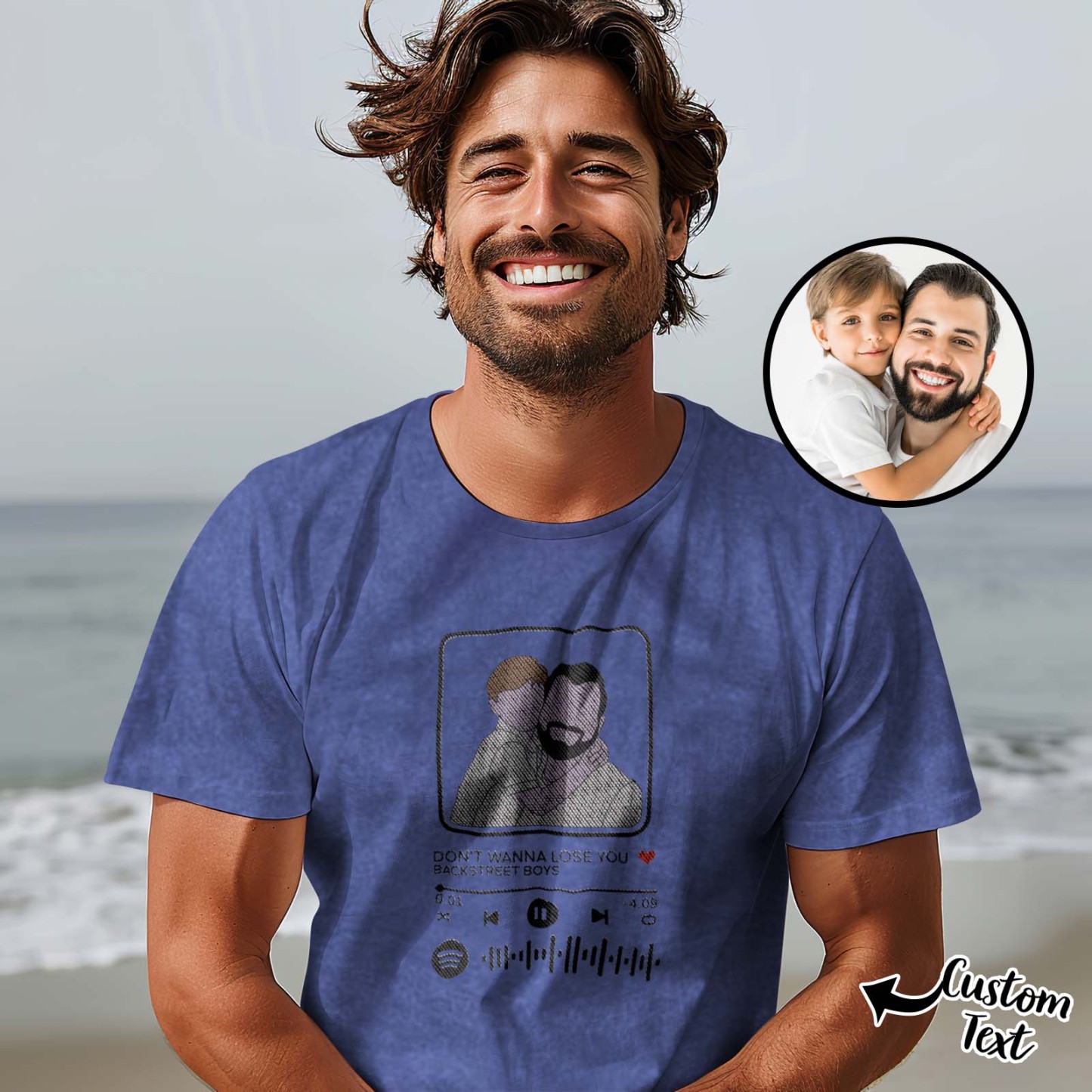 Personalized Embroidered Sweatshirt Portrait Music Player Father's Day Gift for Dad - MyFaceSocksAU
