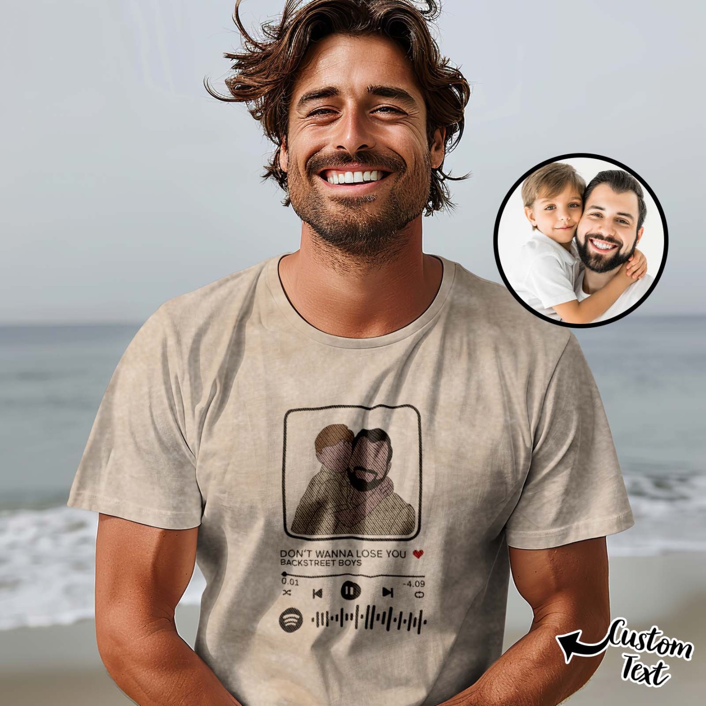 Personalized Embroidered Sweatshirt Portrait Music Player Father's Day Gift for Dad - MyFaceSocksAU
