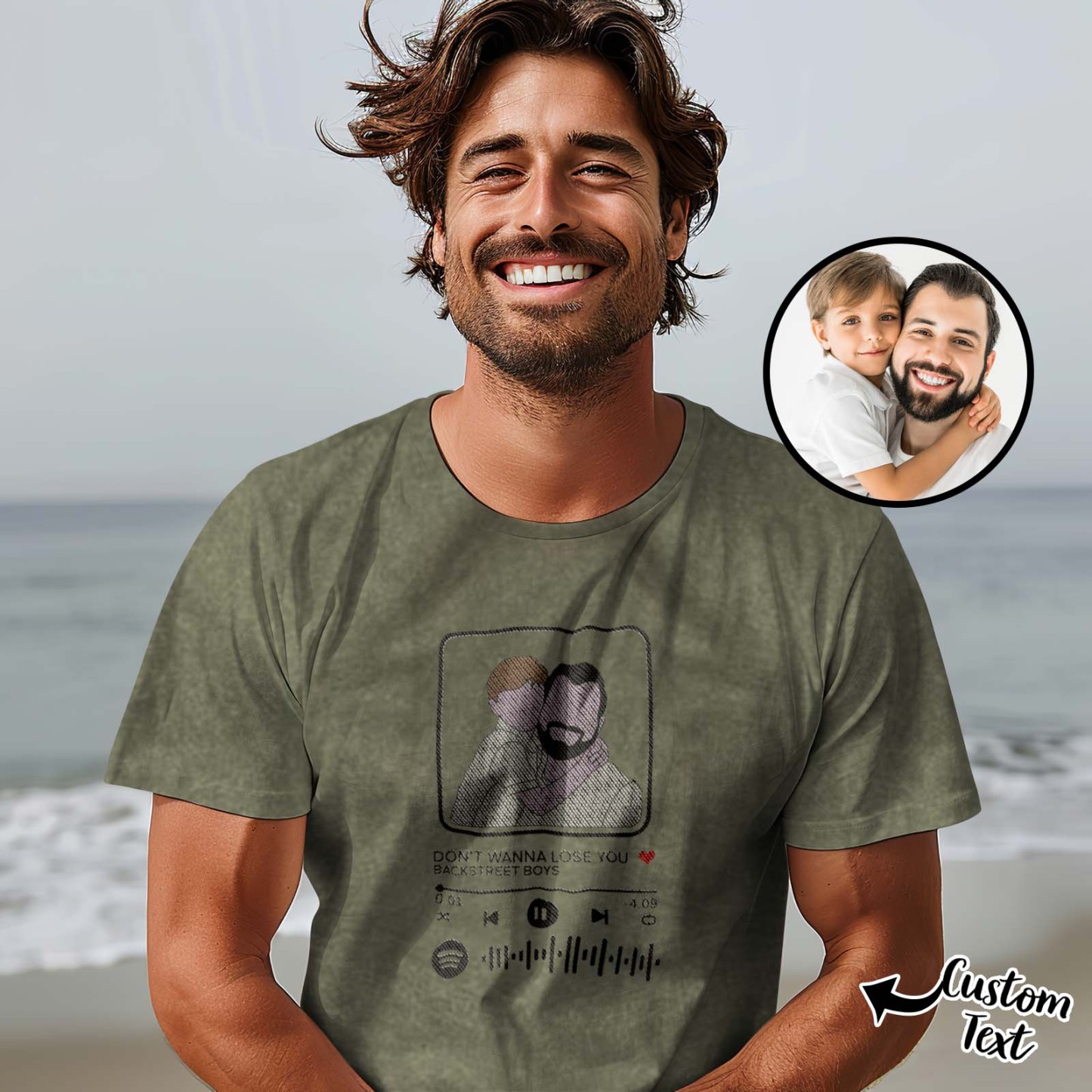 Personalized Embroidered Sweatshirt Portrait Music Player Father's Day Gift for Dad - MyFaceSocksAU