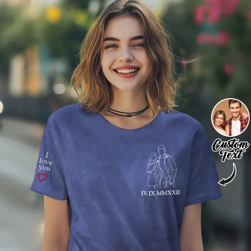 Embroidered Photo Shirt, Potrait From Photo Shirt, Custom Dad Shirt With Photo Embroidery Comfort Colors Shirt, Personalized Dad Shirt - MyFaceSocksAU