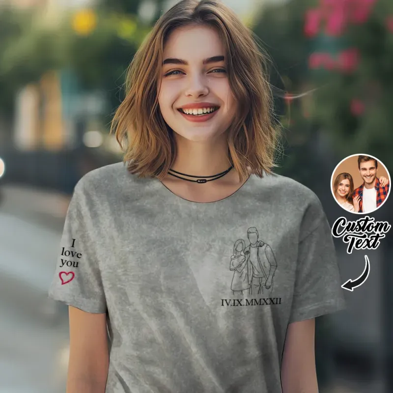 Embroidered Photo Shirt, Potrait From Photo Shirt, Custom Dad Shirt With Photo Embroidery Comfort Colors Shirt, Personalized Dad Shirt - MyFaceSocksAU