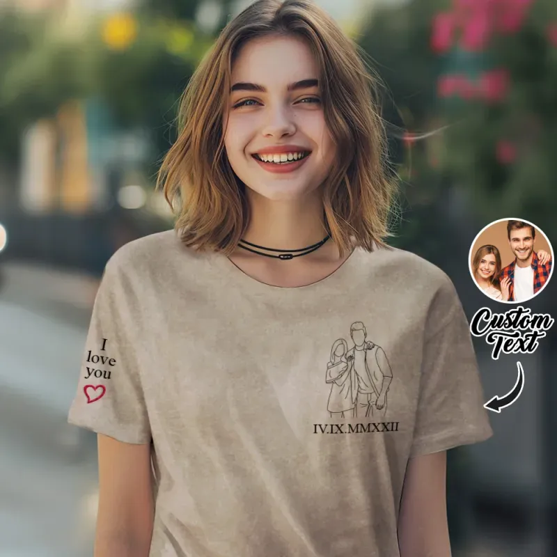 Embroidered Photo Shirt, Potrait From Photo Shirt, Custom Dad Shirt With Photo Embroidery Comfort Colors Shirt, Personalized Dad Shirt - MyFaceSocksAU