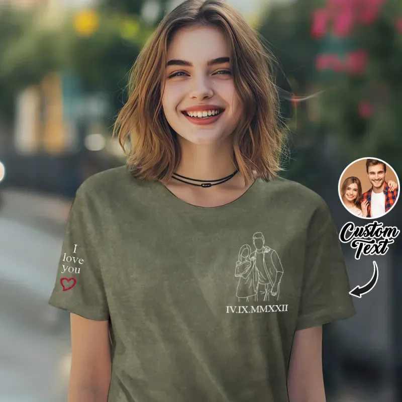 Embroidered Photo Shirt, Potrait From Photo Shirt, Custom Dad Shirt With Photo Embroidery Comfort Colors Shirt, Personalized Dad Shirt - MyFaceSocksAU