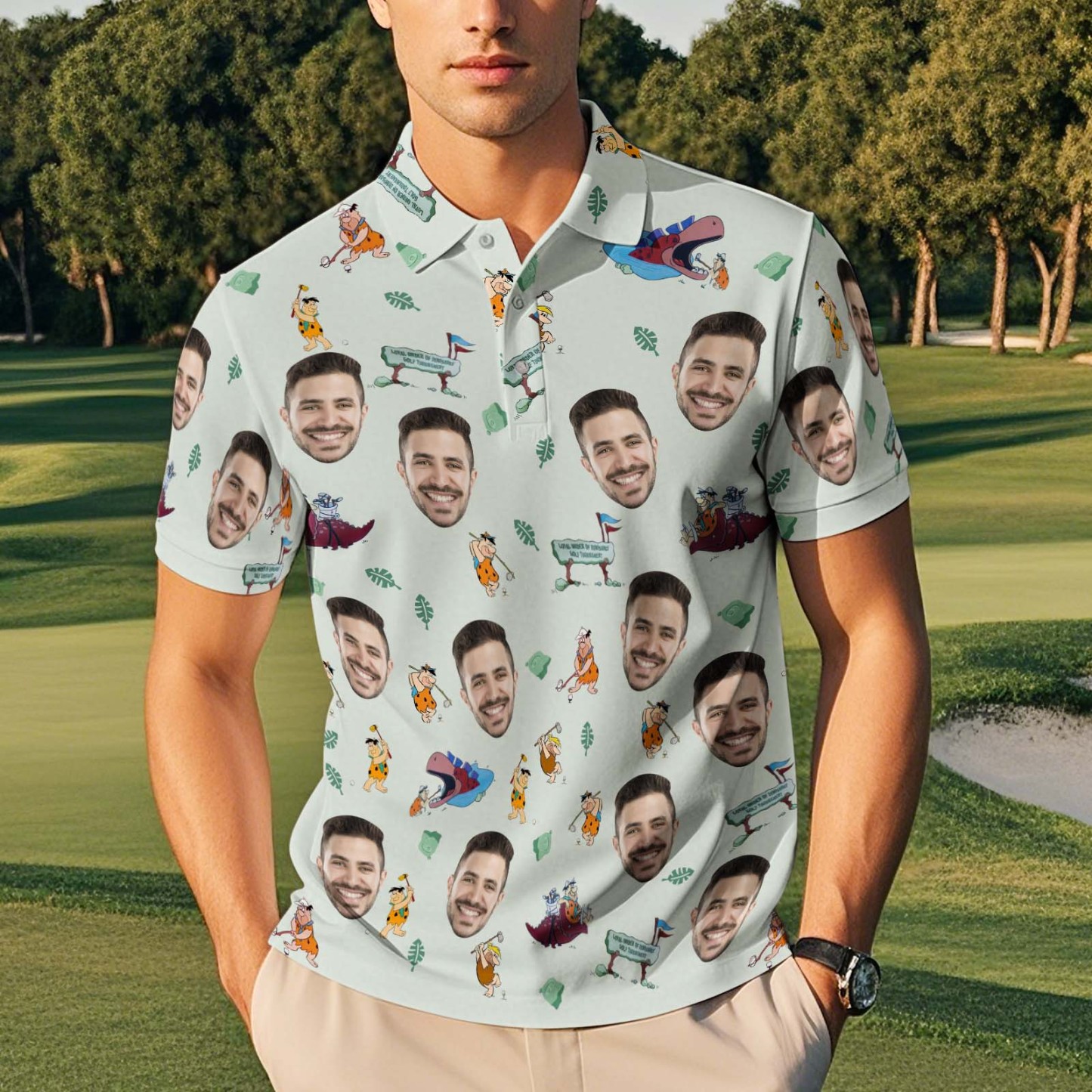 Custom Face Polo Shirt Playing Golf Pattern Polo Shirt For Men - MyFaceSocksAU