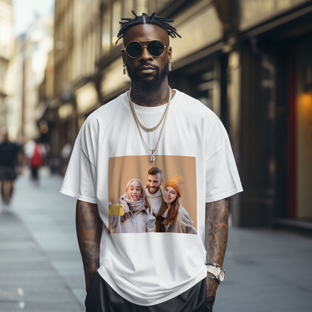 Custom Photo Vintage Tee Personalized Name T-shirt for Men Unique 90s Vintage Shirt Old School Tee - MyFaceSocksAU