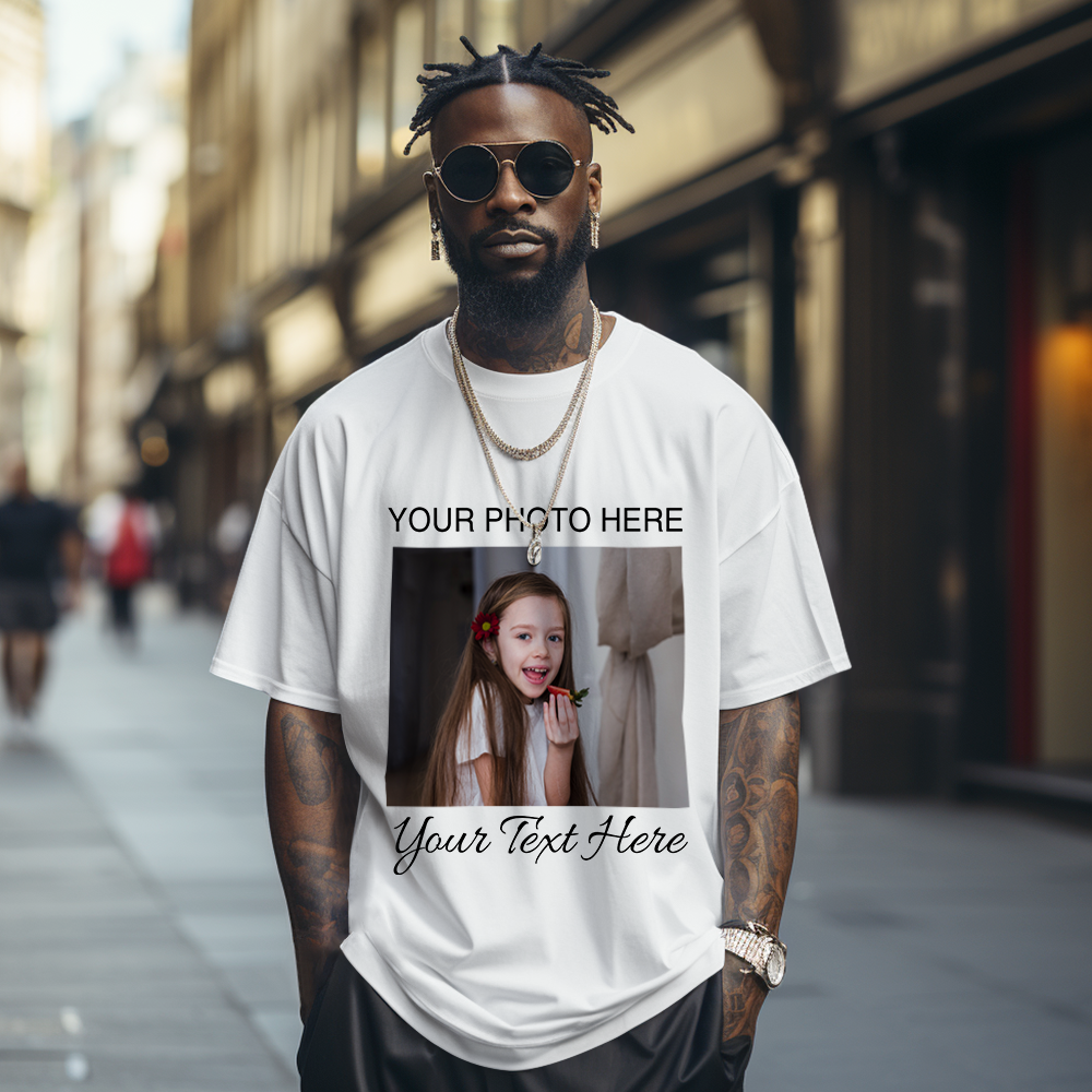 Custom Photo Vintage Tee Personalized Name T-shirt for Men Unique 90s Vintage Shirt Music Vibe - MyFaceSocksAU