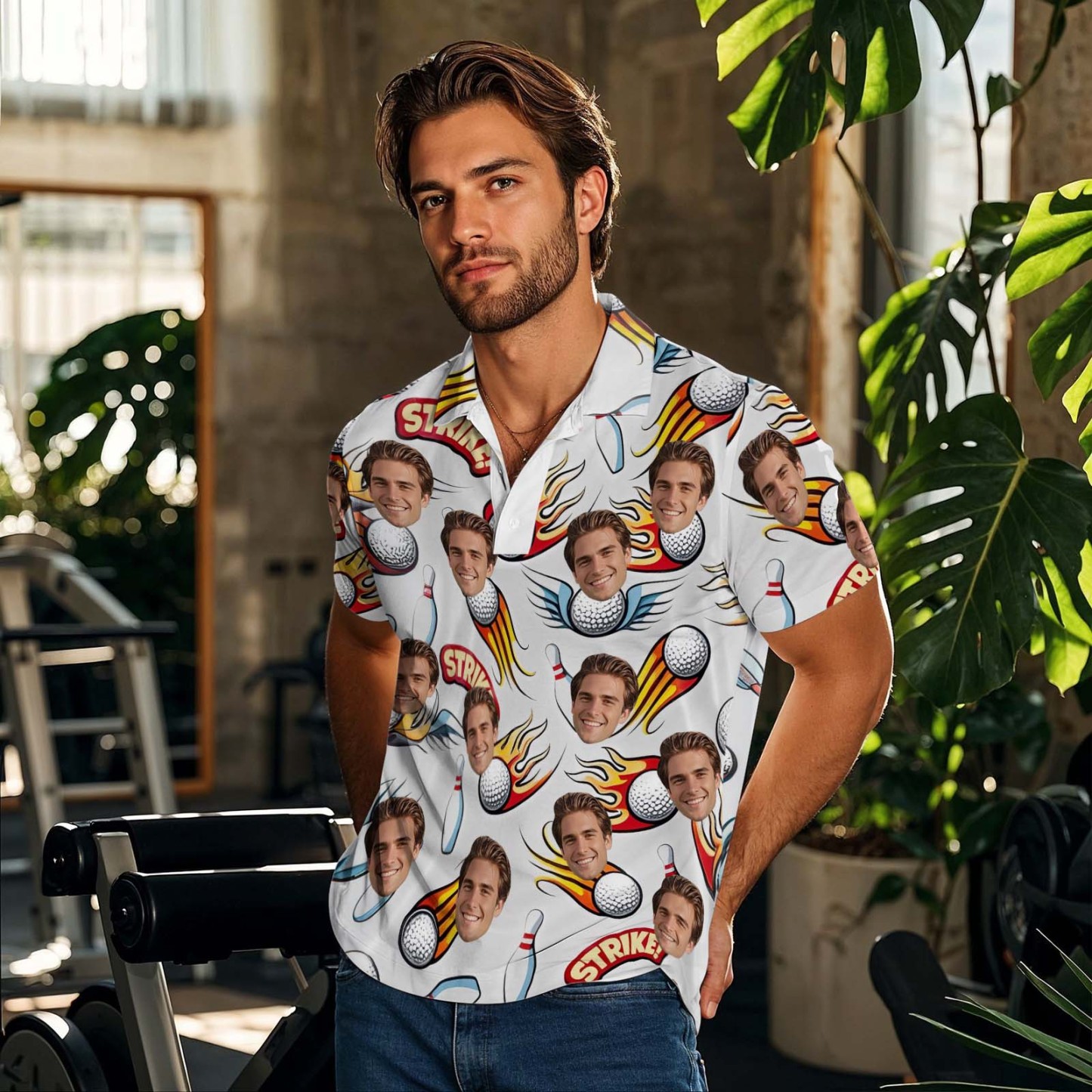 Custom Face Polo Sunset Blue Palm Trees Golf Polo Shirt Text or Not Team Polo Shirt - MyFaceSocksAU