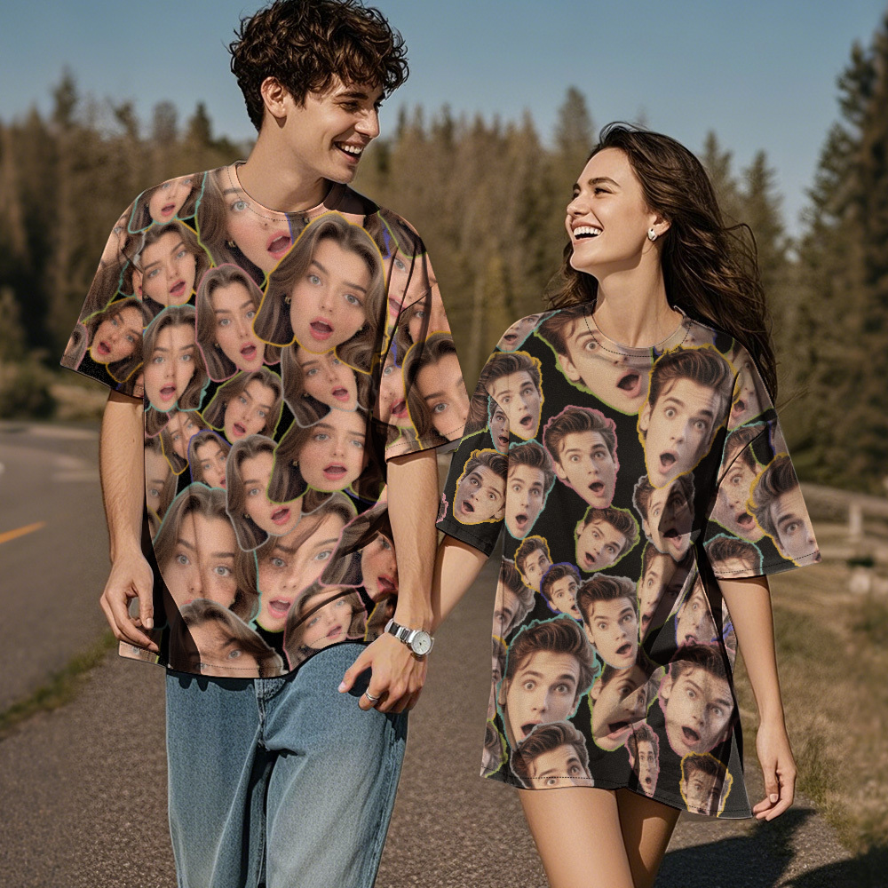 Personalized Mash Face Photo Vintage T-shirts Custom Photo Tee Unique Gifts - MyFaceSocksAU