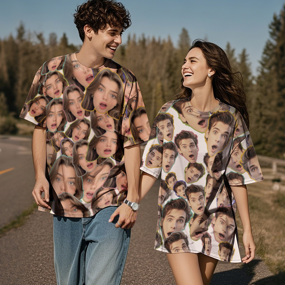 Personalized Mash Face Photo Vintage T-shirts Custom Photo Tee Unique Gifts - MyFaceSocksAU