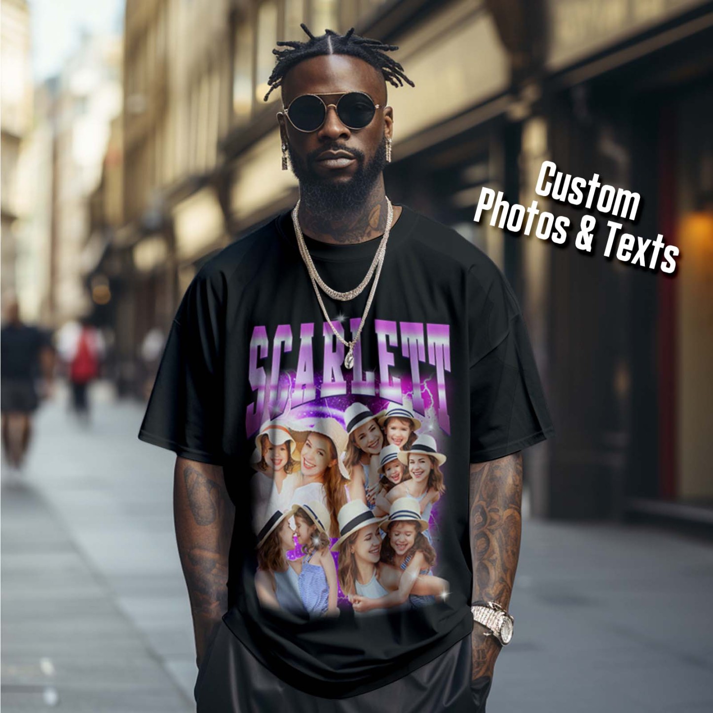 Personalized Mother's Day T-Shirt Custom Photo and Text Vintage Style Shirt Gift for Mom - MyFaceSocksAU